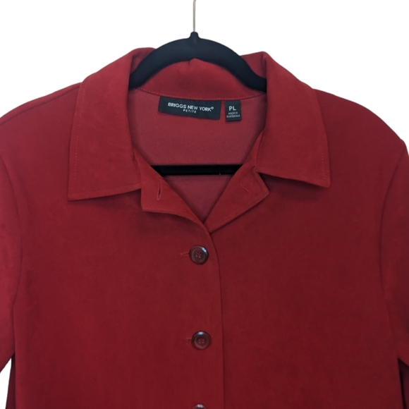 Briggs New York Petite Red Button Down Shirt Size PL ❤️ - Picture 4 of 9
